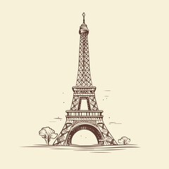Fototapeta na wymiar Eiffel tower hand-drawn comic illustration. Eiffel tower. Vector doodle style cartoon illustration