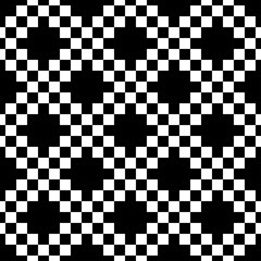 Crosses, checks ornament. Tribal motif. Embroidery background. Ethnic mosaic. Cross shapes, squares backdrop. Folk wallpaper. Seamless pattern. Digital paper, textile print, abstract. Vector artwork.