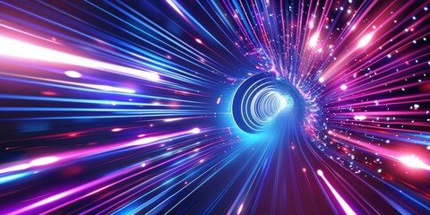 Swirling blue and pink abstract pattern.. Concept of leading in business, Hi tech products, warp speed wormhole science vector design. Horizontal speed lines background