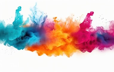 Colorful powder explosion on white background