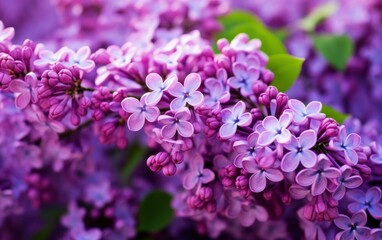 Obraz premium Purple lilac flowers blossom in garden, spring background