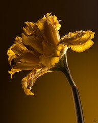 yellow flower on black background