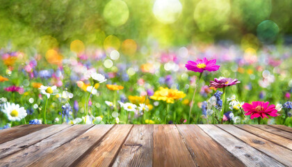 spring meadow brimming with colorful flowers.