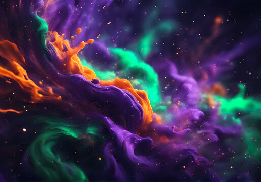 Abstract Texture of galaxy and Ink with Vivid Colors