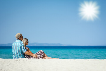 A Happy couple on vacation at the sea at the weekend