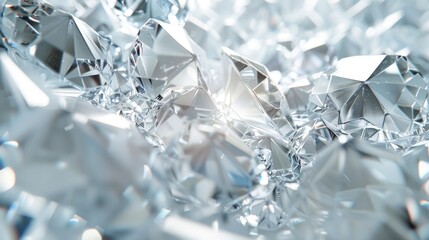 Close up transparent clear white gemstones background, 3d rendering style