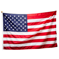 Fototapeta premium USA flag with stars and stripes waving in the wind, Isolated on transparent background