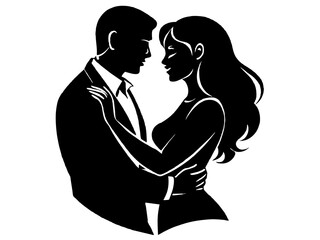 silhouette of a couple with heart silhouette  ,tattoo design ,icon Silhouette ,logo and vector illustration
