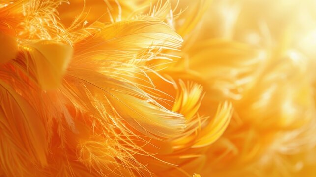 Close up photo of golden yellow feather color, vibrant color background