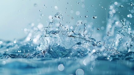 Close up of fresh blue water background with water splash