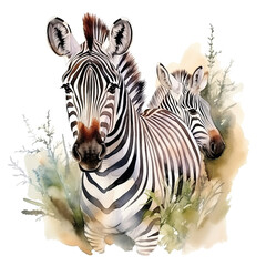 Obraz premium Two Zebras Standing Together