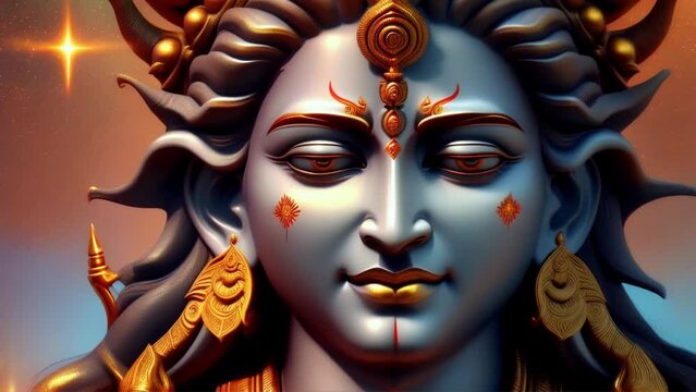 Video footage showcasing the divine figure of Lord Shiva, symbolizing power, destruction, and transformation. Suitable for religious presentations, educational videos, and cultural documentaries