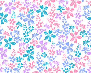 Little field buttercup flowers repeat pattern vector illustration.
