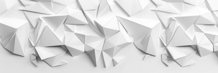 White 3D Texture with Abstract Triangular Design on Wide Background