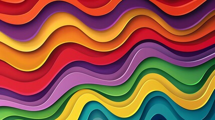 multi colored abstract red orange green purple yellow colorful wavy papercut overlap layers background