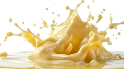 Splash of gooey, melted cheese isolated on white background, appetizing food photography - obrazy, fototapety, plakaty