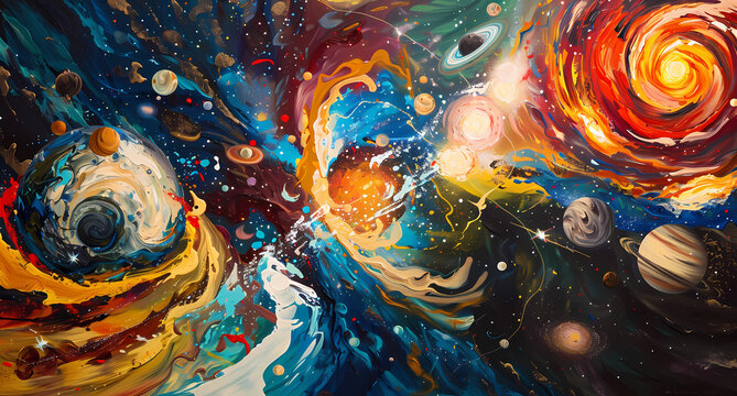 A vibrant painting of the cosmos