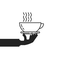 black hand holding thin line cup of coffee