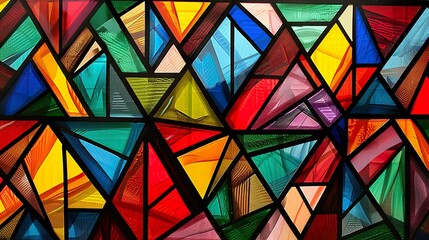 Geometric patterns with vibrant colours Stained Glass.