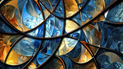 Futuristic compositions with metallic surfaces and high-tech elements Stained Glass abstract background