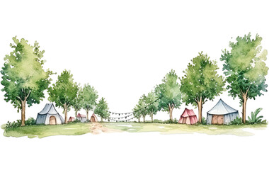Field With Trees and Tents
