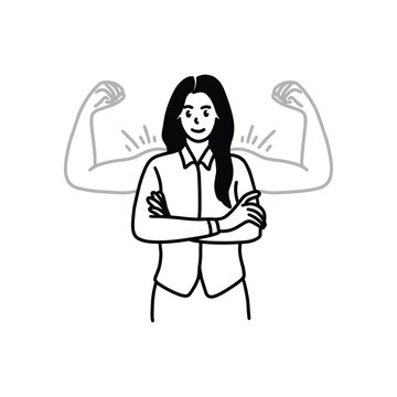 International Womens Day Outline Drawing Illustration. Multiracial Group of Women