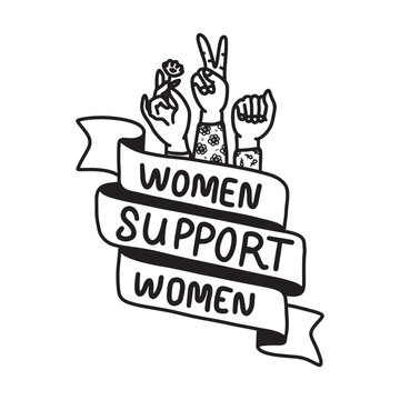 International Womens Day Outline Drawing Illustration. Multiracial Group of Women