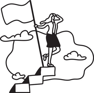 International Womens Day Outline Drawing Illustration. Multiracial Group of Women
