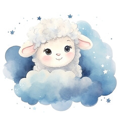 Sheep Sitting on a Cloud