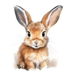 Brown Rabbit Watercolor Painting