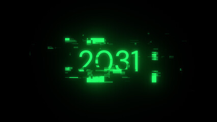 3D rendering 2031 text with screen effects of technological glitches