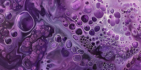 Purple bubbles in the style mixed media art. Close up of some liquid. Abstract background
