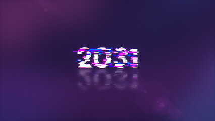 3D rendering 2031 text with screen effects of technological glitches