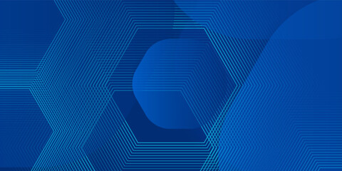Modern abstract blue background with glowing geometric lines. Blue gradient hexagon shape design. Futuristic technology concept. Suit for banner, brochure vector line modern blue