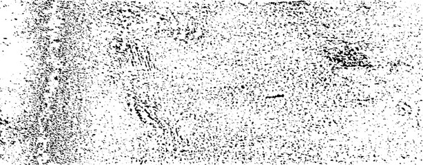 Monochrome texture composed of irregular graphic elements. Distressed uneven grunge background. Abstract vector illustration. Overlay for interesting effect and depth. Isolated on white background.