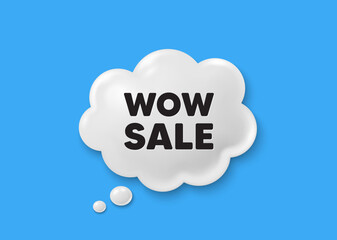 Wow Sale tag. Comic speech bubble 3d icon. Special offer price sign. Advertising Discounts symbol. Wow sale chat offer. Speech bubble comic banner. Discount balloon. Vector