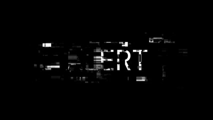 3D rendering alert text with screen effects of technological glitches