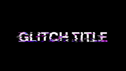 3D rendering glitch title text with screen effects of technological glitches