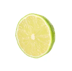 Fotobehang Citrus fruit. Sliced fresh ripe lime isolated on white © New Africa