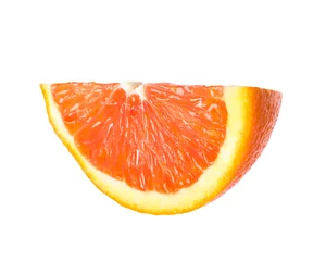Fotobehang Citrus fruit. Slice of fresh ripe red orange isolated on white © New Africa