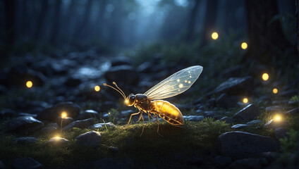 a radiant firefly - obrazy, fototapety, plakaty