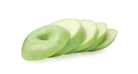 Foto op Canvas Sliced ripe green apple isolated on white © New Africa