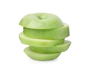 Fotobehang Sliced ripe green apple isolated on white © New Africa