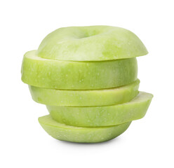 Sliced ripe green apple isolated on white