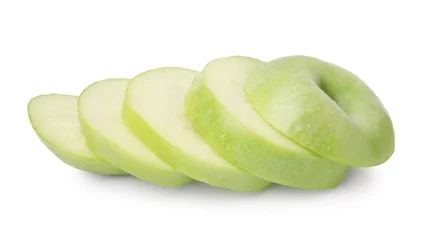 Foto op Canvas Sliced ripe green apple isolated on white © New Africa