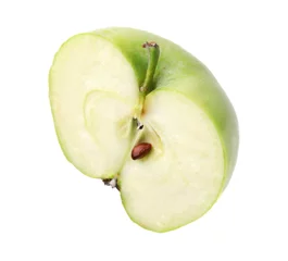 Fotobehang Half of ripe green apple on white background © New Africa