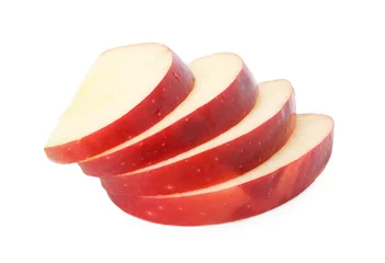 Foto op Canvas Slices of ripe red apple isolated on white © New Africa