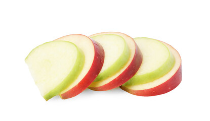 Slices of ripe apples isolated on white