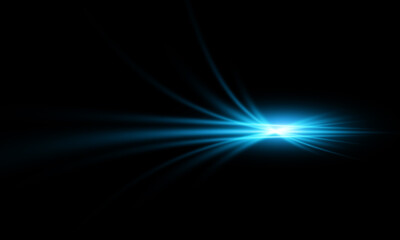 Blue transparent light lens flares streaks