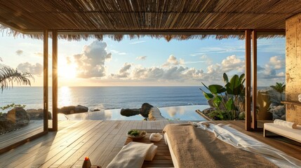 A rejuvenating spa day with massages and wellness treatments overlooking the ocean.